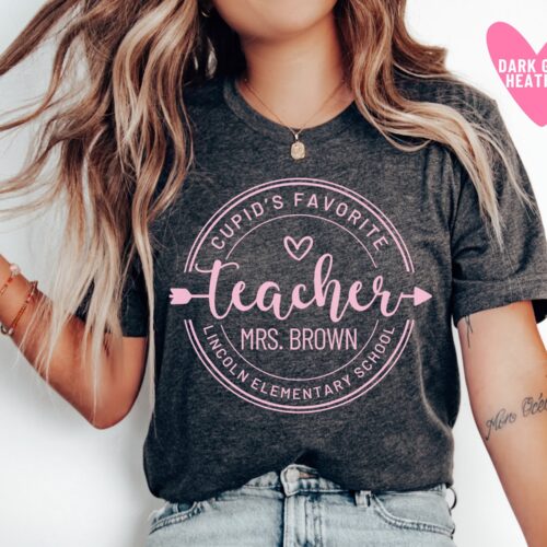 Cupid's Favorite Teacher Valentine's Day Personalized Custom Shirt image 1