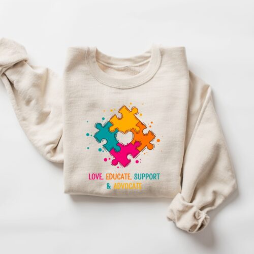 Cute Teacher Autism Awareness Neurodiversity Autistic Pride Mom Month Sweatshirt image 0