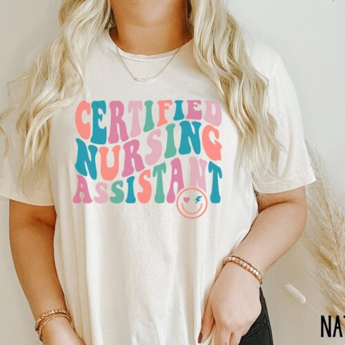 Retro CNA Nurse Graduation School Smiley Face Life Shirt image 0