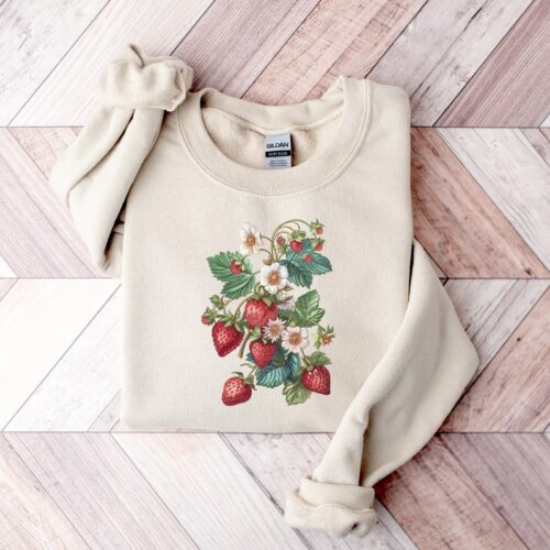 Strawberry Floral Gardening Cottagecore Women Sweatshirt image 0