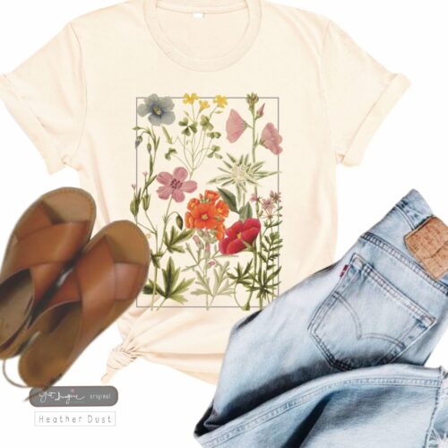 Vintage Summer Bloom Botanical Wildflower Gardening Women Shirt image 0