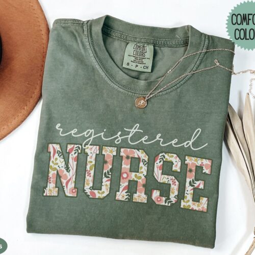 Floral Registered Nurse RN Week Flowers Student Shirt image 0