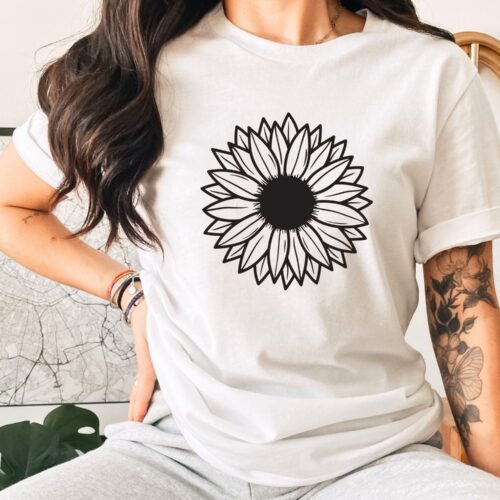 Sunflower Floral Garden Women Fall Vacation Cute Shirt image 0