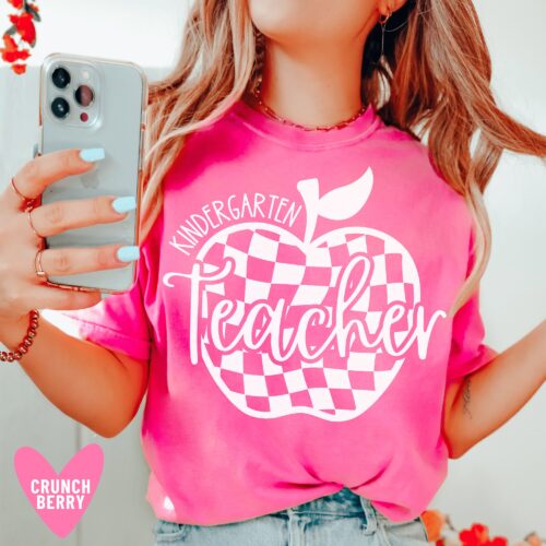 Retro Kindergarten Teacher Trendy Apple Appreciation Elementary Shirt image 0