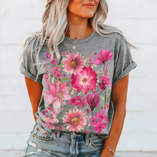 Vintage Pressed Flower Cottagecore Botanical Floral Nature Garden Lover Shirt image 0