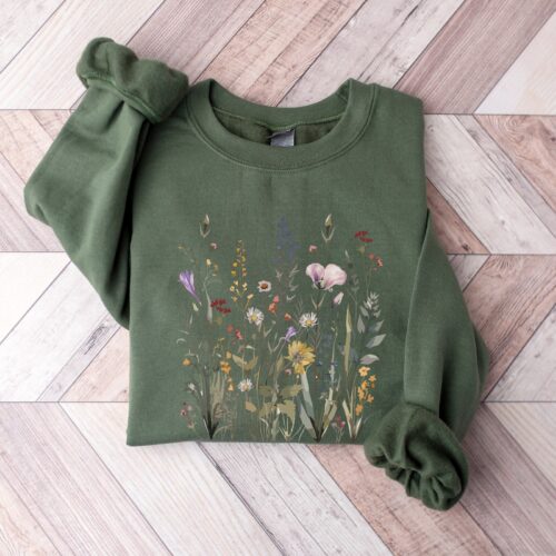 Vintage Pressed Flowers Botanical Floral Nature Garden Lover Sweatshirt image 0