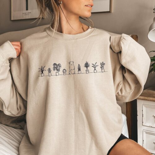 Dogs And Plants Lover Crazy Lady Mom Nature Sweatshirt image 0