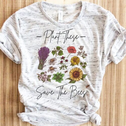 Plant These Save The Bees Wildflower Gardener Farmer Womens Vegan Shirt image 0