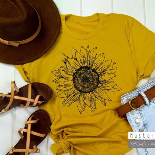 Sunflower Rising Women Botanical Plant Lover Shirt image 0