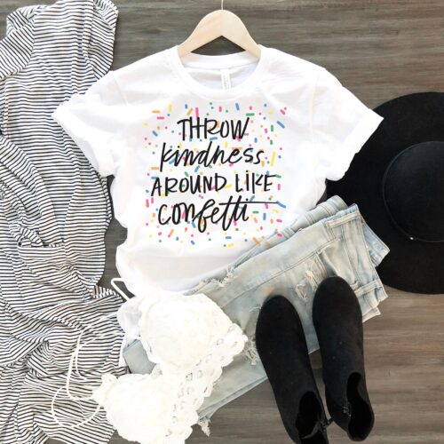 Throw Kindness Around Like Confetti Teacher Womens Shirt image 0