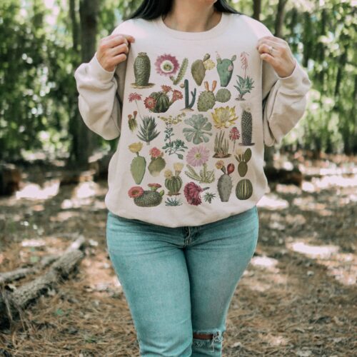 Cactus Fall Succulent Botanical Plant Nature Lover Sweatshirt image 0