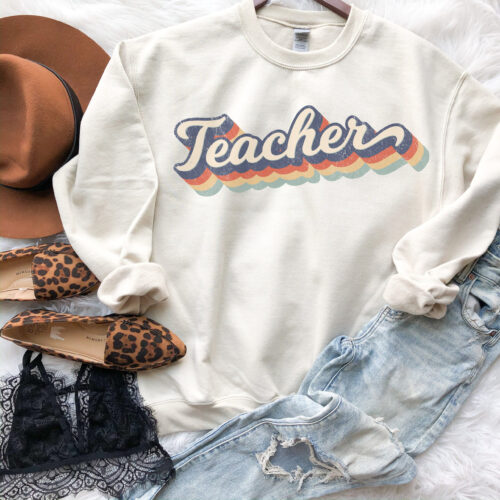 Retro Teacher Cute Back To School Appreciation Sweatshirt image 0