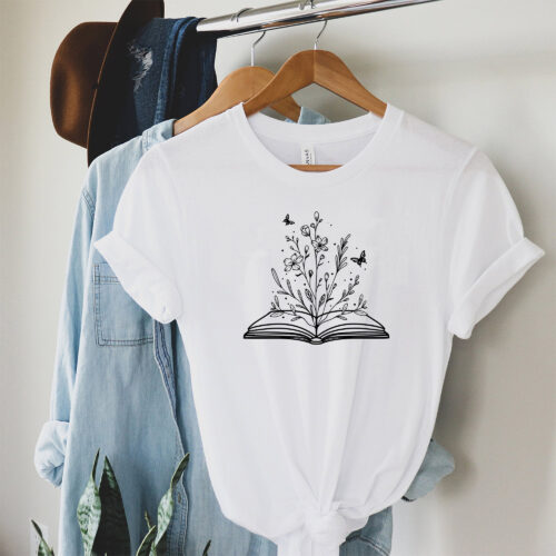 Book Wild Flowers Plant Lover Reading Lady Gardener Shirt image 0