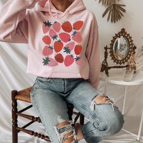 Strawberry Garden Fruit Botanical Cute Hoodie image 0