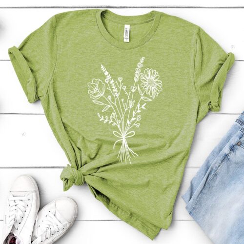 Flower Bouquet Floral Botanical Minimalist Gardening Plant Lover Shirt image 0