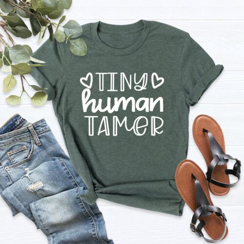 Tiny Human Tamer Teacher Babysitter Mom Daycare Provider Kindergarten Squad Shirt image 2