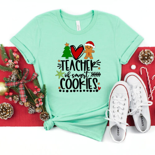 Christmas Teacher Cookies Cute Funny School New Year Spirit Shirt image 0