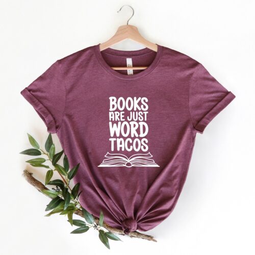 Books Are Just Word Tacos Reading Teacher Lover Librarian Shirt image 0