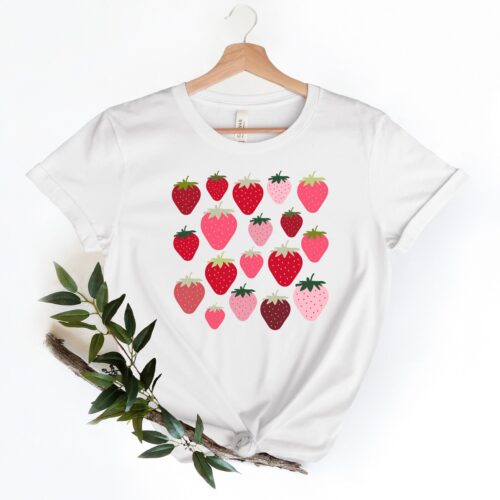 Strawberries Birthday Fruit Gardening Plant Lover Cute Shirt image 0