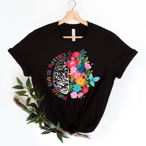 Mental Health Matters Plant Lovers Gardening Flower Floral Brain Awareness Shirt image 0