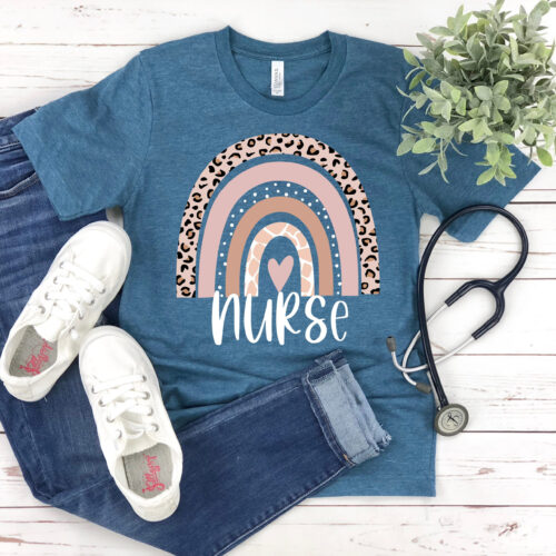 Rainbow Life Week Registered Nurse Leopard Heart Shirt image 0