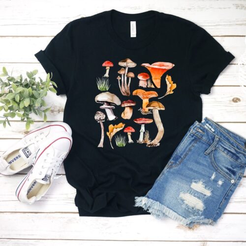 Vintage Mushroom Decor Art Mycology Fungi Funny Plant Shirt image 0