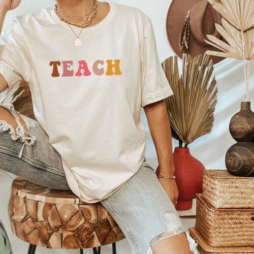 Retro Neutral Teach Fall Cute Back To School Shirt image 0