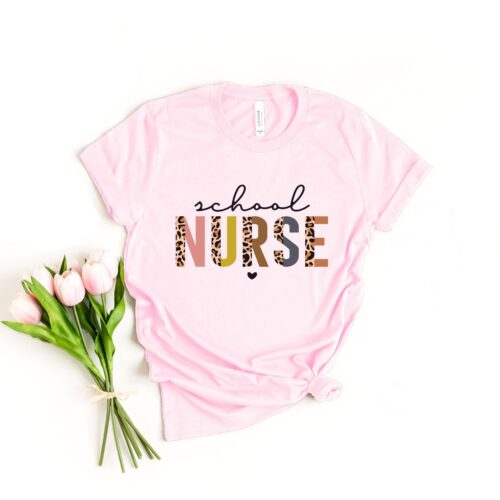 School Nurse Leopard Appreciation Cute Heart Shirt image 0