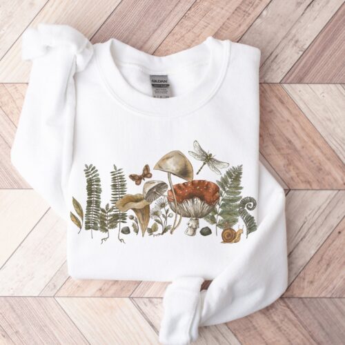 Vintage Mushroom Botanical Plant Nature Lover Sweatshirt image 0