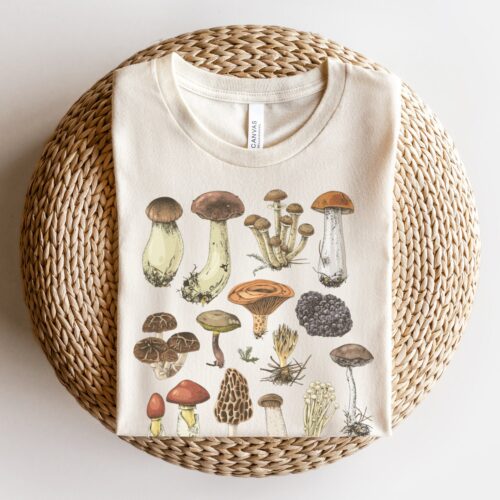 Vintage Mushroom Decor Art Botanical Plant Hippie Nature Lover Shirt image 0