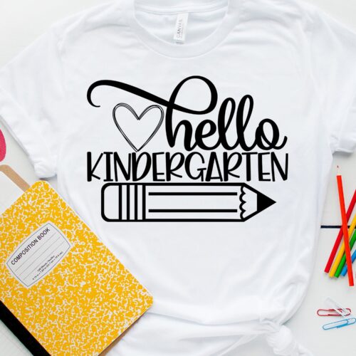 Hello Kindergarten Teacher Funny Pencil Cute Shirt image 0