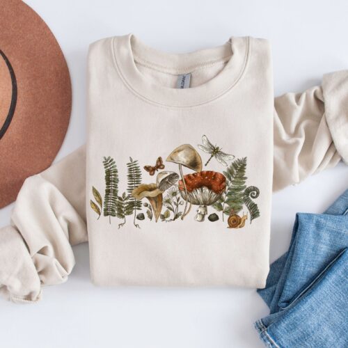 Vintage Mushroom Botanical Cottagecore Plant Lover Sweatshirt image 0