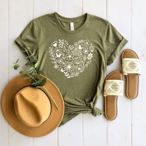 Flower Heart Plant Lady Floral Mama Botanical Shirt image 0