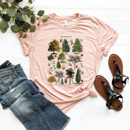 Vintage Blooming Trees Botanical Nature Plants Lover Cottagecore Art Shirt image 0