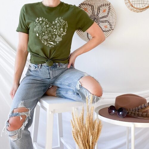 Gardener Plant Lover Farmer Tools Heart Botanical Shirt image 0