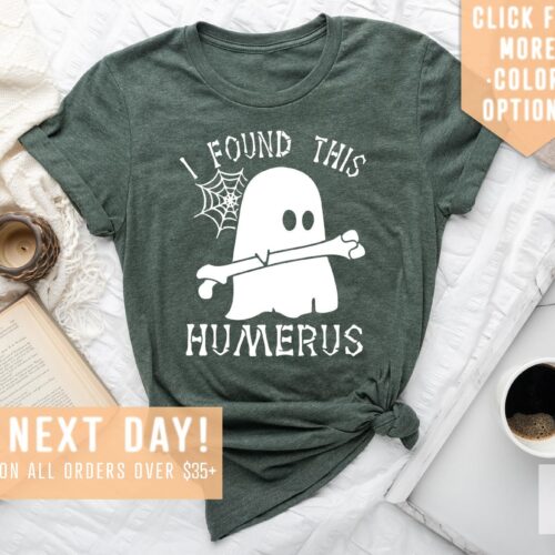 I Found This Humerus Nurses NICU School Halloween Spooky ER Shirt image 0