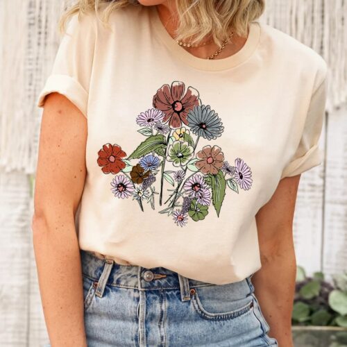 Women Wildflower Floral Inspirational Plant Lover Gardener Nature Shirt image 0