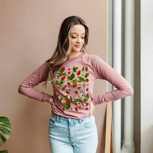 Vintage Strawberry Botanical Cute Gardening Trendy Forestcore Lover Shirt image 0