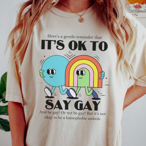 It's Ok to Say Gay Protect Queer Kids LGBTQ Advocacy Teacher Shirt image 0