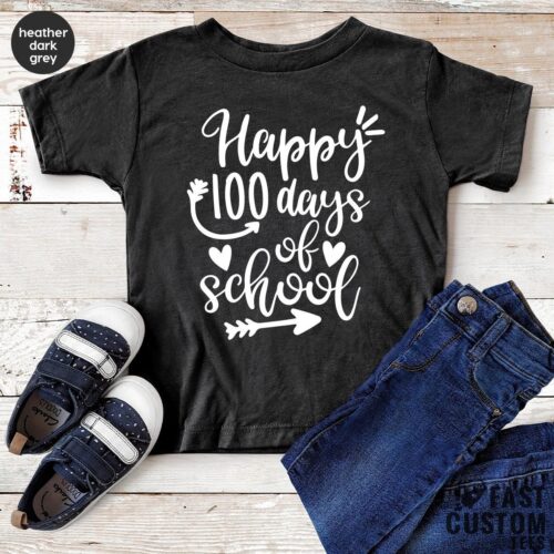 Teacher Happy 100 Days Of School Kindergarten Student Shirt image 0