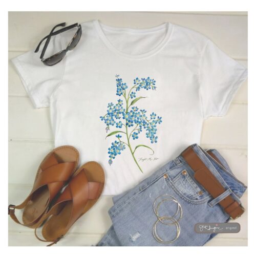 Forget Me Not Botanical Wildflower Garden Plant Women Shirt image 0