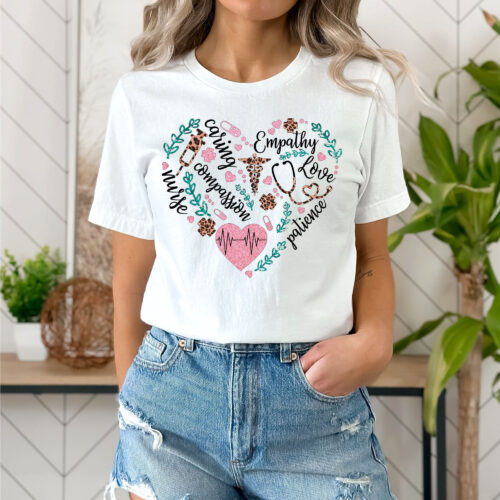 Love Nurse Cute Appreciation Stethoscope Heart Week Shirt image 0