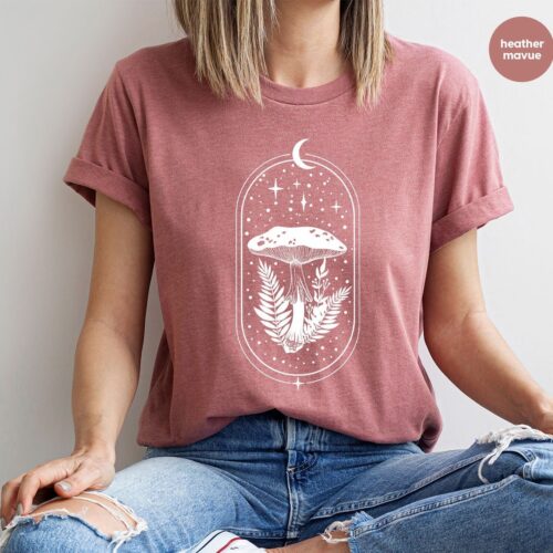 Mushroom Botanical Magic Plant Women Celestial Shirt image 0