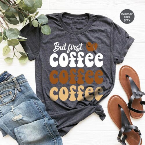 Funny But First Coffee Heart Women Cute Teacher Shirt image 0