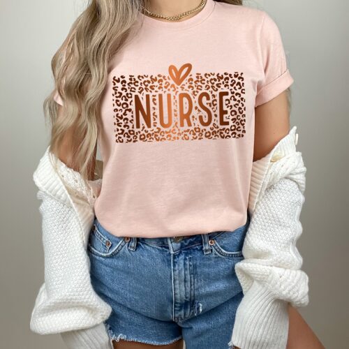 Nurse Women Saving Lives Leopard Love Shirt image 0