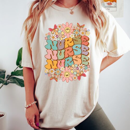 Wildflowers Nurse School Cute Work RN Cute Funny Shirt image 0