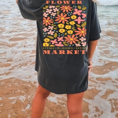 Vintage Paris Flower Market Botanical Floral Nature Garden Lover Shirt image 0