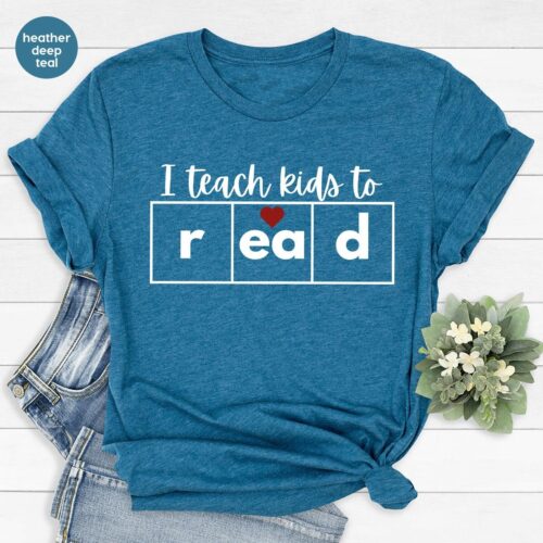 Funny Heart Appreciation I Teach Kids To Read Shirt image 0