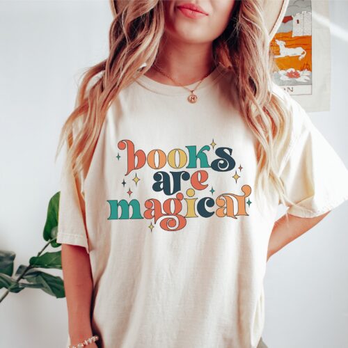 Retro Books Are Magical Teacher Funny Back to School Lover Shirt image 0