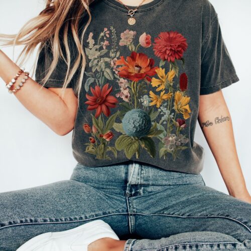 Boho Wildflowers Cottagecore Whimsigoth Plant Floral Women Shirt image 0